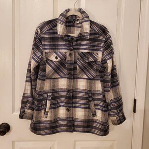 H&M Blue Plaid Flannel Shirt Jacket - Size Small